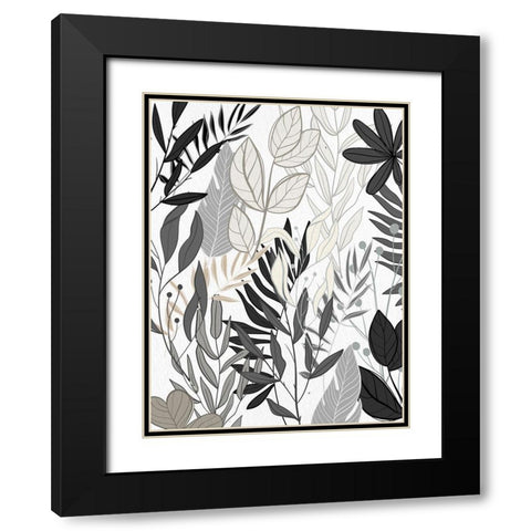 Leaf Collage 1 Black Modern Wood Framed Art Print with Double Matting by Allen, Kimberly