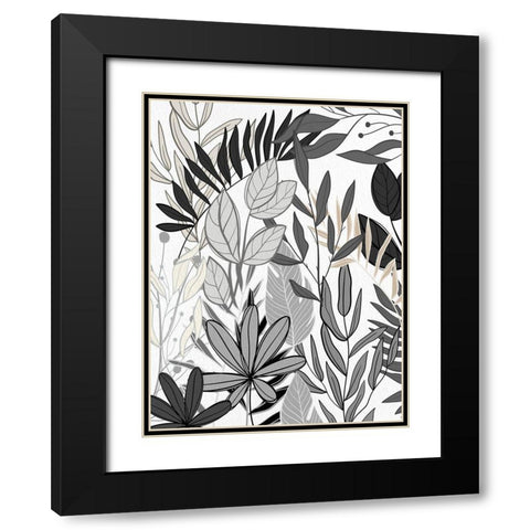 Leaf Collage 2 Black Modern Wood Framed Art Print with Double Matting by Allen, Kimberly