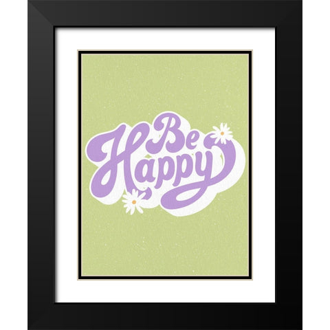 Be Happy Daisy Black Modern Wood Framed Art Print with Double Matting by Allen, Kimberly