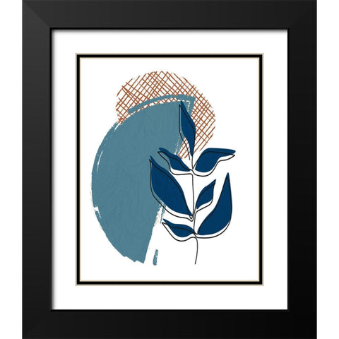 Navy Leaf 1 Black Modern Wood Framed Art Print with Double Matting by Allen, Kimberly