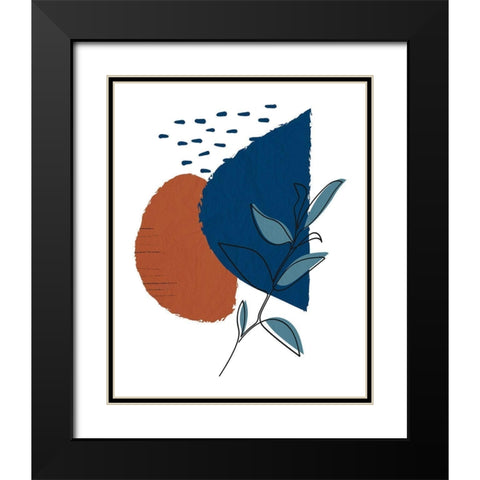 Navy Leaf 2 Black Modern Wood Framed Art Print with Double Matting by Allen, Kimberly
