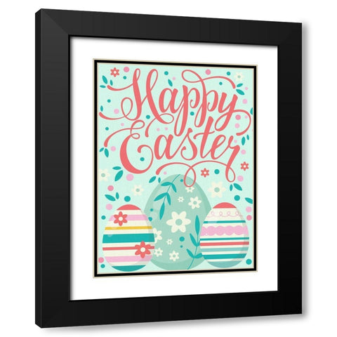 Happy Easter Eggs Black Modern Wood Framed Art Print with Double Matting by Allen, Kimberly