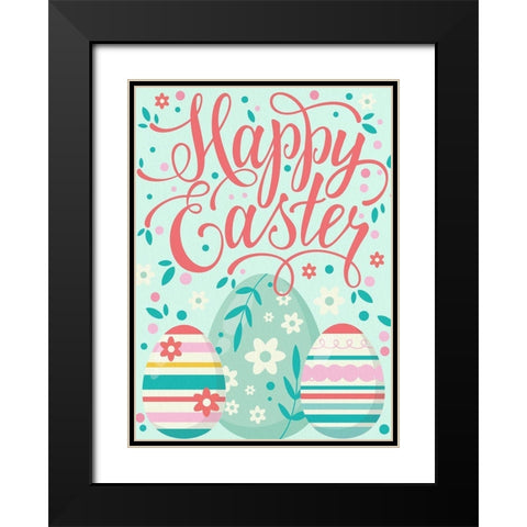 Happy Easter Eggs Black Modern Wood Framed Art Print with Double Matting by Allen, Kimberly