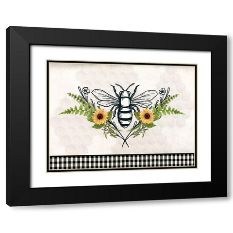 Bee Flower Black Modern Wood Framed Art Print with Double Matting by Allen, Kimberly