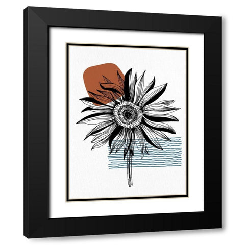 Inked Floral 2 Black Modern Wood Framed Art Print with Double Matting by Allen, Kimberly