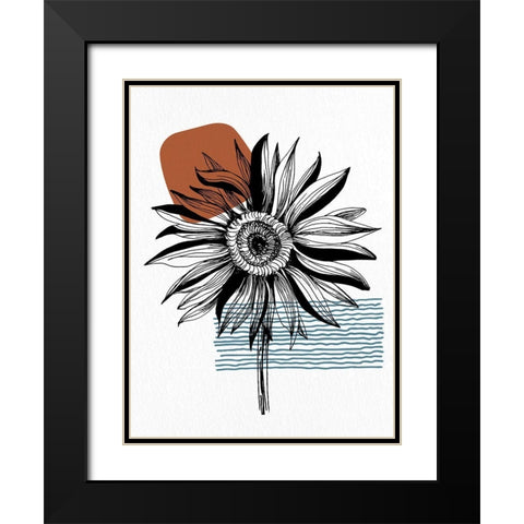 Inked Floral 2 Black Modern Wood Framed Art Print with Double Matting by Allen, Kimberly