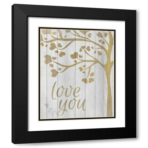 Love You Hearts Black Modern Wood Framed Art Print with Double Matting by Allen, Kimberly