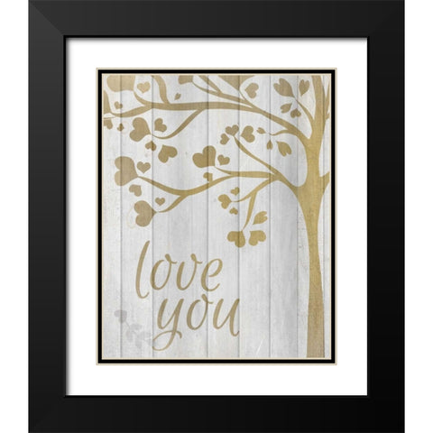 Love You Hearts Black Modern Wood Framed Art Print with Double Matting by Allen, Kimberly