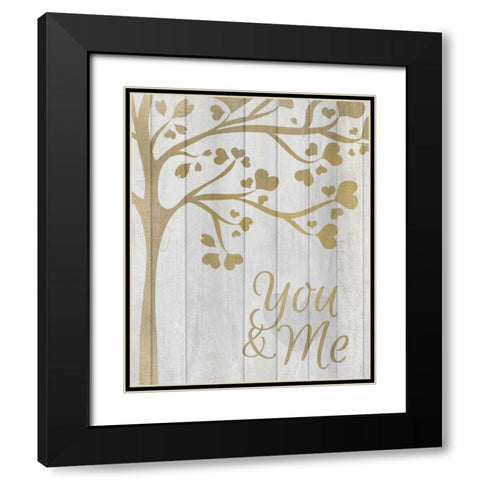 You and Me Hearts Black Modern Wood Framed Art Print with Double Matting by Allen, Kimberly