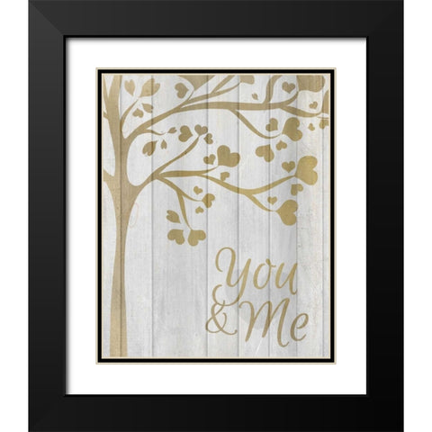 You and Me Hearts Black Modern Wood Framed Art Print with Double Matting by Allen, Kimberly