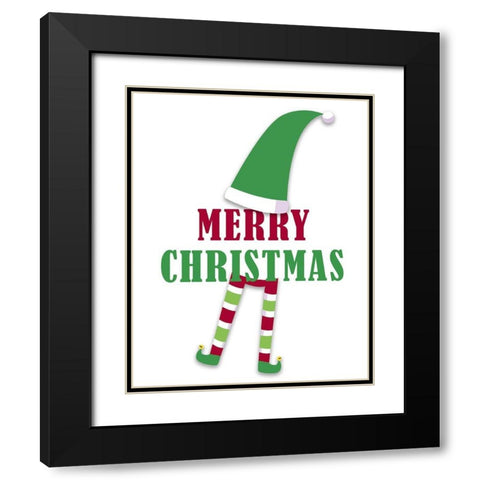 Merry Christmas Elf v2 Black Modern Wood Framed Art Print with Double Matting by Allen, Kimberly