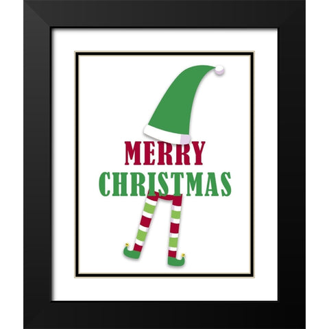 Merry Christmas Elf v2 Black Modern Wood Framed Art Print with Double Matting by Allen, Kimberly
