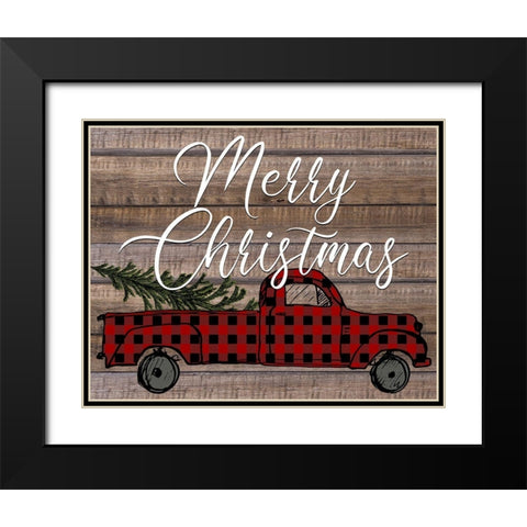 Merry Christmas Holiday Truck Black Modern Wood Framed Art Print with Double Matting by Allen, Kimberly