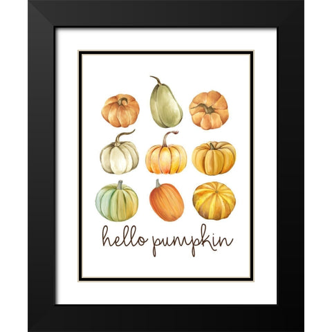 Hello Pumpkin Collage Black Modern Wood Framed Art Print with Double Matting by Allen, Kimberly