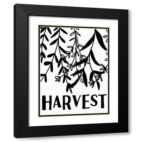 Harvest Leaves Black Modern Wood Framed Art Print with Double Matting by Allen, Kimberly