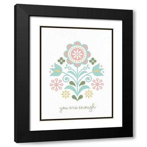 Folk Flower 2 Black Modern Wood Framed Art Print with Double Matting by Allen, Kimberly
