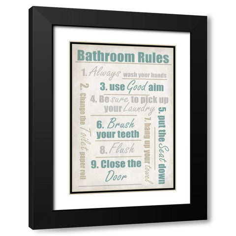 Concrete Bathroom Rules Black Modern Wood Framed Art Print with Double Matting by Allen, Kimberly