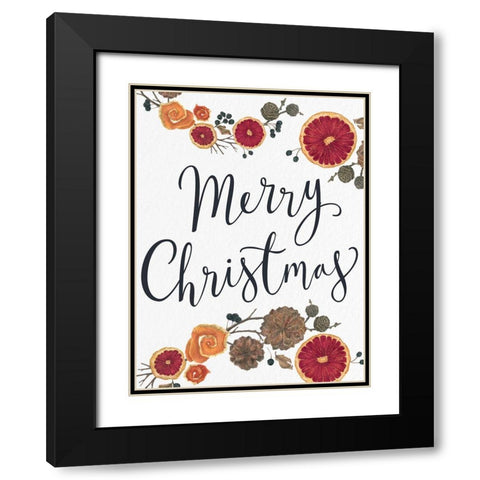 Merry Christmas Dried Fruit Black Modern Wood Framed Art Print with Double Matting by Allen, Kimberly