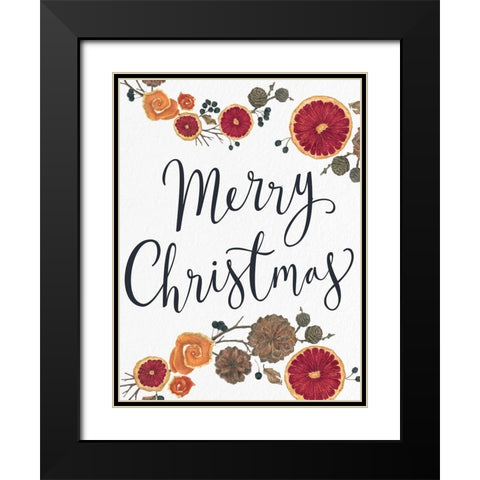 Merry Christmas Dried Fruit Black Modern Wood Framed Art Print with Double Matting by Allen, Kimberly