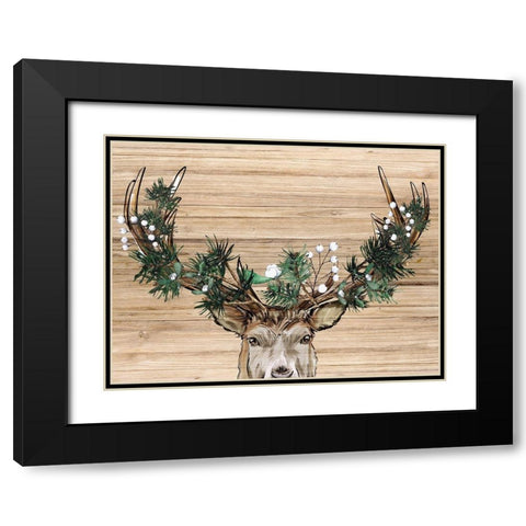 Woodland Deer Black Modern Wood Framed Art Print with Double Matting by Allen, Kimberly