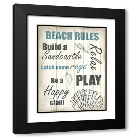 Beach Rules 1 Black Modern Wood Framed Art Print with Double Matting by Allen, Kimberly
