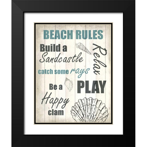 Beach Rules 1 Black Modern Wood Framed Art Print with Double Matting by Allen, Kimberly