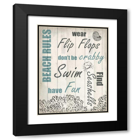 Beach Rules 2 Black Modern Wood Framed Art Print with Double Matting by Allen, Kimberly