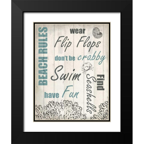 Beach Rules 2 Black Modern Wood Framed Art Print with Double Matting by Allen, Kimberly