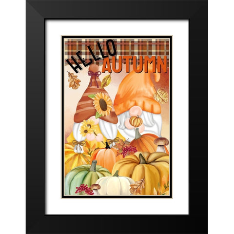 Gnome Fall Hello Autumn Black Modern Wood Framed Art Print with Double Matting by Allen, Kimberly