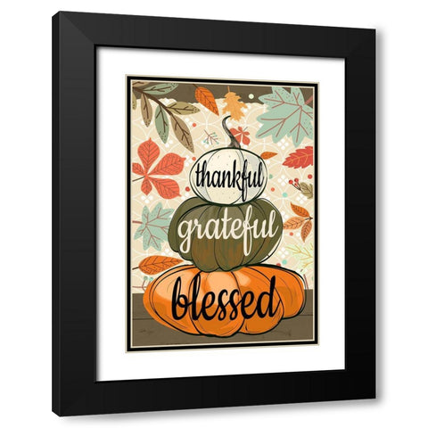 Thankful Grateful Blessed Black Modern Wood Framed Art Print with Double Matting by Allen, Kimberly