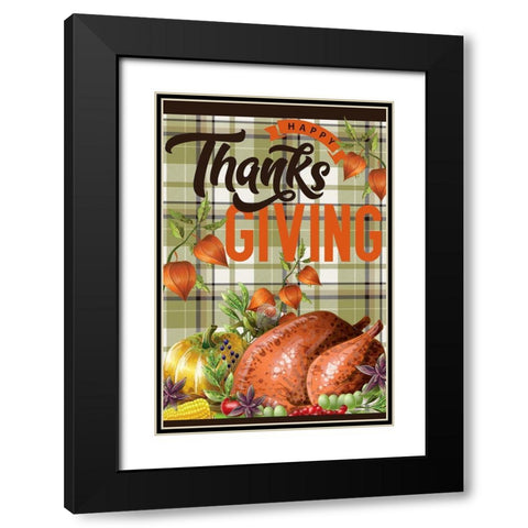 Turkey Thanksgiving Black Modern Wood Framed Art Print with Double Matting by Allen, Kimberly