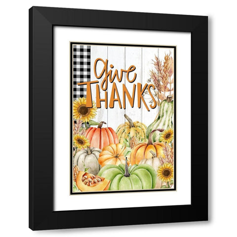 Give Thanks Black Modern Wood Framed Art Print with Double Matting by Allen, Kimberly