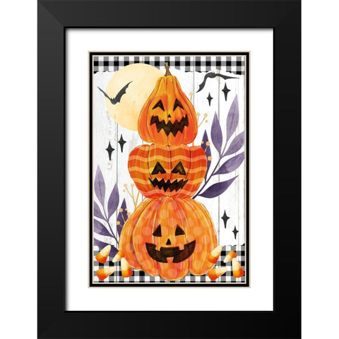Pumpkin Trio Black Modern Wood Framed Art Print with Double Matting by Allen, Kimberly