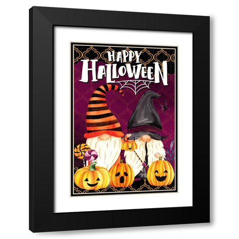 Halloween Gnomes Black Modern Wood Framed Art Print with Double Matting by Allen, Kimberly