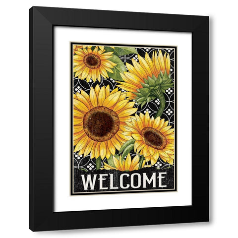 Sunflower Field Welcome Black Modern Wood Framed Art Print with Double Matting by Allen, Kimberly