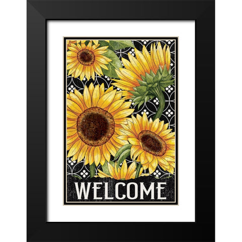 Sunflower Field Welcome Black Modern Wood Framed Art Print with Double Matting by Allen, Kimberly