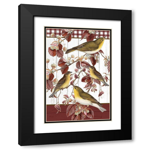 Fall Birds Black Modern Wood Framed Art Print with Double Matting by Allen, Kimberly