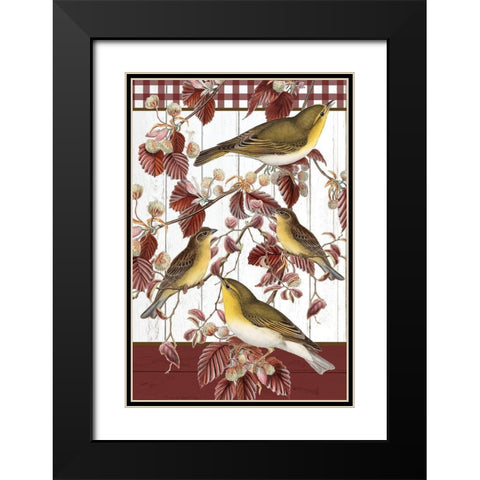 Fall Birds Black Modern Wood Framed Art Print with Double Matting by Allen, Kimberly