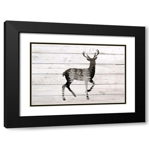 Into The Forest 2 Deer Black Modern Wood Framed Art Print with Double Matting by Allen, Kimberly