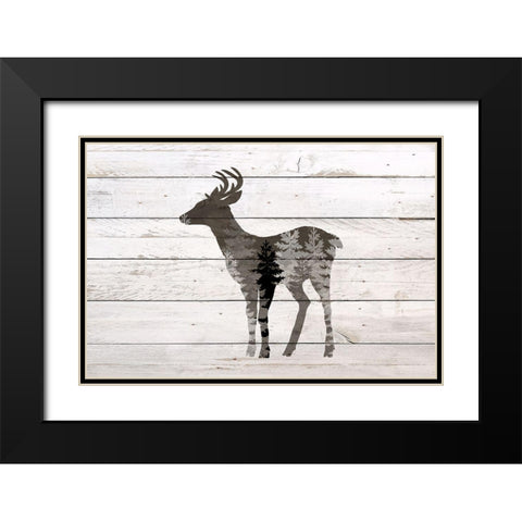 Into The Forest 3 Deer Black Modern Wood Framed Art Print with Double Matting by Allen, Kimberly