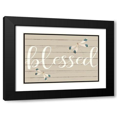 Blessed Dragonfly Black Modern Wood Framed Art Print with Double Matting by Allen, Kimberly