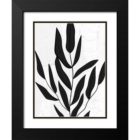 Plaster Leaves 2 Black Modern Wood Framed Art Print with Double Matting by Allen, Kimberly