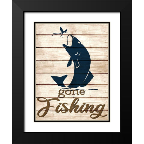 Gone Fishing Black Modern Wood Framed Art Print with Double Matting by Allen, Kimberly