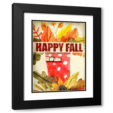 Happy Fall Black Modern Wood Framed Art Print with Double Matting by Allen, Kimberly