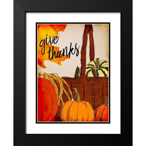 Give Thanks Basket Black Modern Wood Framed Art Print with Double Matting by Allen, Kimberly