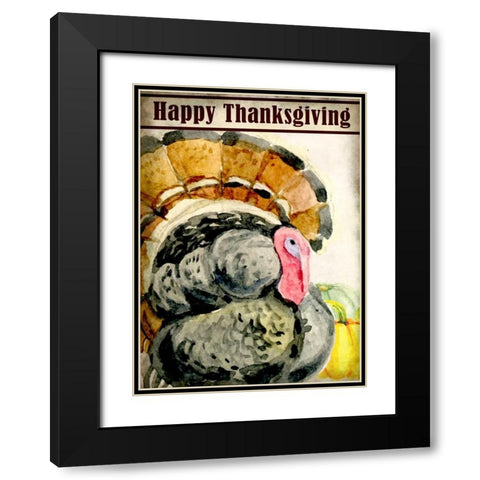 Happy Thanksgiving Black Modern Wood Framed Art Print with Double Matting by Allen, Kimberly