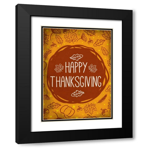 Happy Thanksgiving Orange Black Modern Wood Framed Art Print with Double Matting by Allen, Kimberly