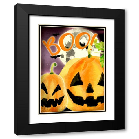 Boo Pumpkins Black Modern Wood Framed Art Print with Double Matting by Allen, Kimberly