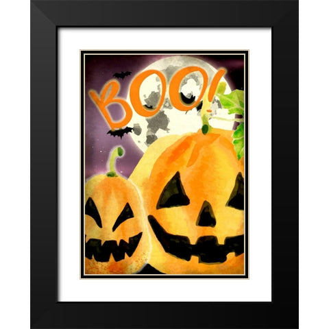 Boo Pumpkins Black Modern Wood Framed Art Print with Double Matting by Allen, Kimberly