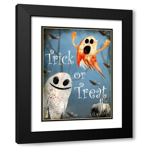 Trick or Treat Ghosts Black Modern Wood Framed Art Print with Double Matting by Allen, Kimberly